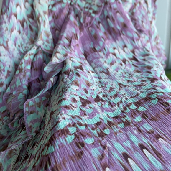 SUNDANCE lavender purple blue 100% silk Flight of Fancy tiered ruffle dress - Picture 8 of 10